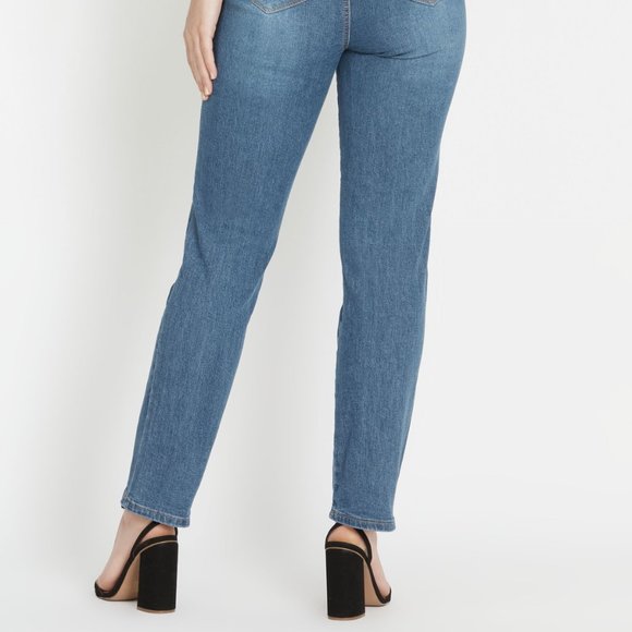 Women's Rockmans Blue Mid Wash Full Length Comfort Waist Short Jeans Size 10 - Picture 11 of 11